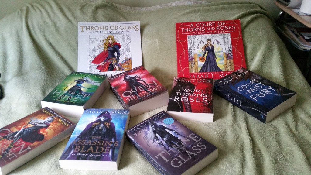Books by the narrator's favorite author, Sarah J. Maas.