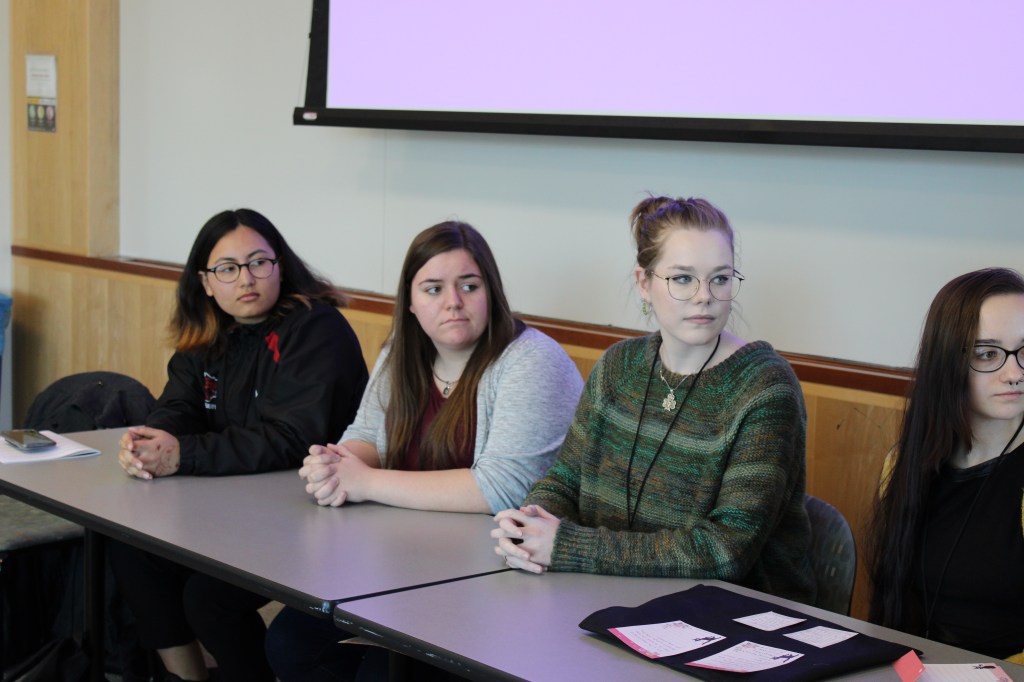 The Albright writing center tutors preparing for their panel.
